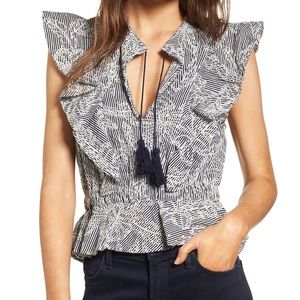NWT McGuire Black/White Ruffle Top